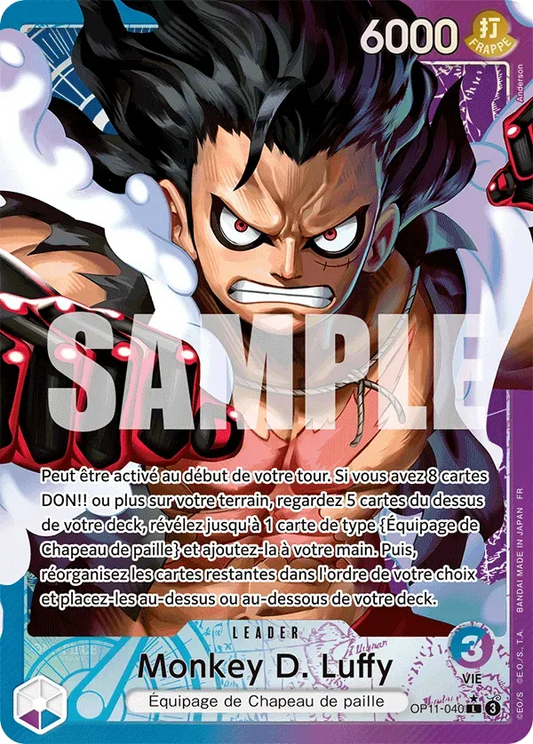 Carte One Piece Monkey D. Luffy V2 - FR OP11-040 L-P Des Poings Vifs Comme l'Éclair Neuf FR LorenZone