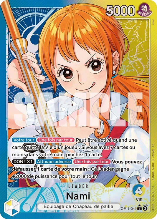 Carte One Piece Nami V2 - FR OP11-041 L-P Des Poings Vifs Comme l'Éclair Neuf FR LorenZone