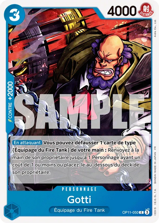Carte One Piece Gotti - FR OP11-050 CO Des Poings Vifs Comme l'Éclair Neuf FR LorenZone