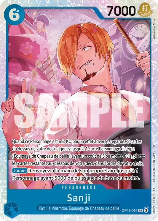 Carte One Piece Sanji V1 - FR OP11-051 SR Des Poings Vifs Comme l'Éclair Neuf FR LorenZone