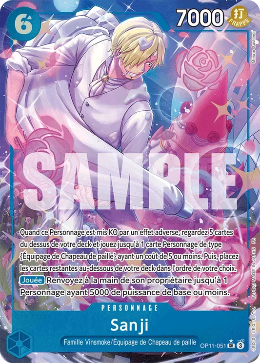 Carte One Piece Sanji V2 - FR OP11-051 SR-P Des Poings Vifs Comme l'Éclair Neuf FR LorenZone