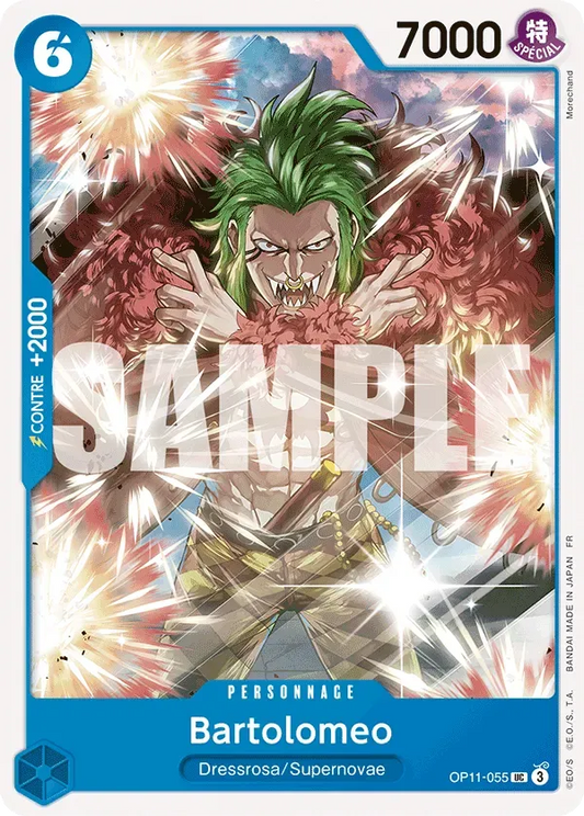 Carte One Piece Bartolomeo - FR OP11-055 UC Des Poings Vifs Comme l'Éclair Neuf FR LorenZone