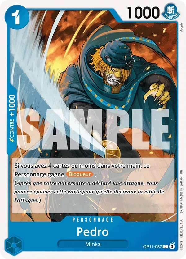 Carte One Piece Pedro - FR OP11-057 CO Des Poings Vifs Comme l'Éclair Neuf FR LorenZone