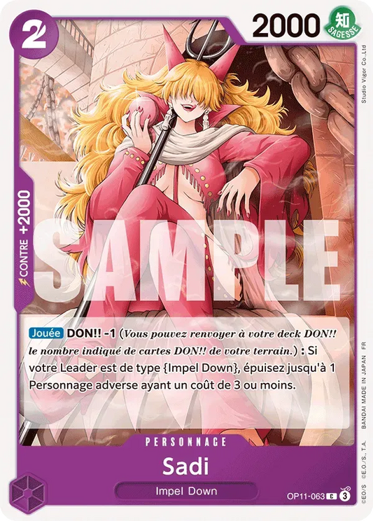 Carte One Piece Sadi - FR OP11-063 CO Des Poings Vifs Comme l'Éclair Neuf FR LorenZone