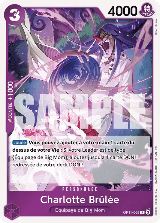 Carte One Piece Charlotte Brulee - FR OP11-069 R Des Poings Vifs Comme l'Éclair Neuf FR LorenZone