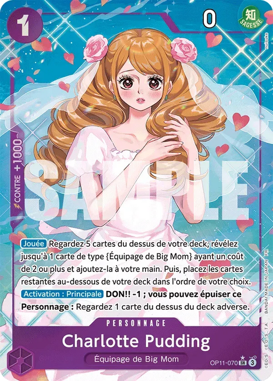 Carte One Piece Charlotte Pudding V2 - FR OP11-070 SR-P Des Poings Vifs Comme l'Éclair Neuf FR LorenZone