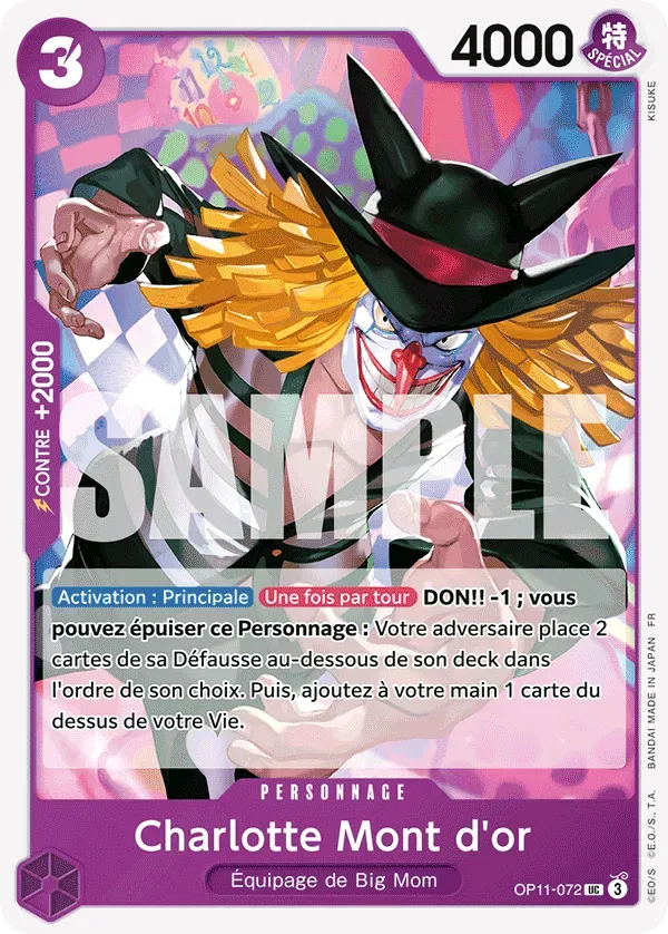 Carte One Piece Charlotte Mont d'or - FR OP11-072 UC Des Poings Vifs Comme l'Éclair Neuf FR LorenZone