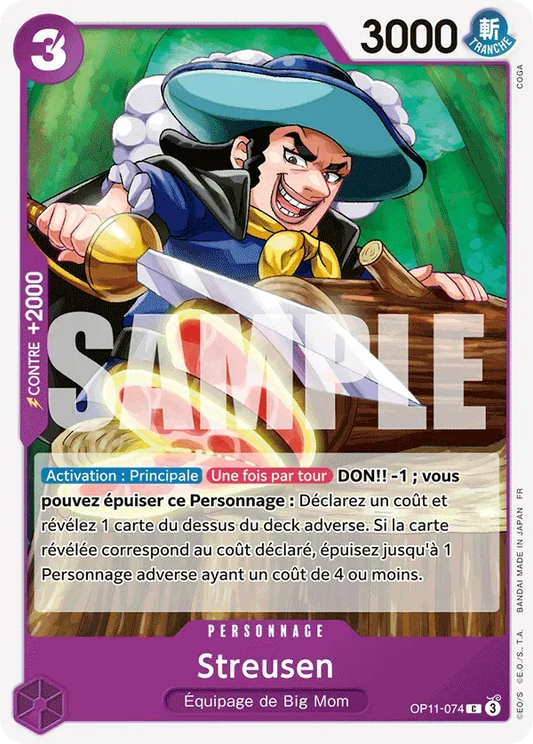 Carte One Piece Streusen - FR OP11-074 CO Des Poings Vifs Comme l'Éclair Neuf FR LorenZone