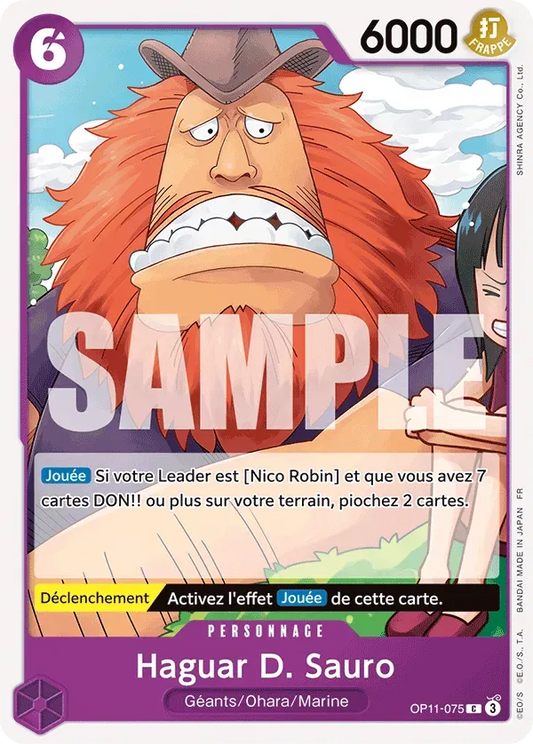 Carte One Piece Haguar D. Sauro - FR OP11-075 CO Des Poings Vifs Comme l'Éclair Neuf FR LorenZone