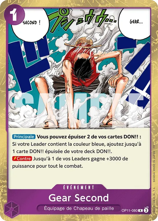Carte One Piece Gear Second V1 - FR OP11-080 R Des Poings Vifs Comme l'Éclair Neuf FR LorenZone