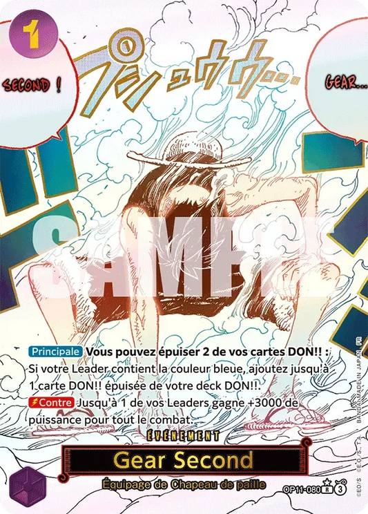 Carte One Piece Gear Second V2 - FR OP11-080 R-P Des Poings Vifs Comme l'Éclair Neuf FR LorenZone