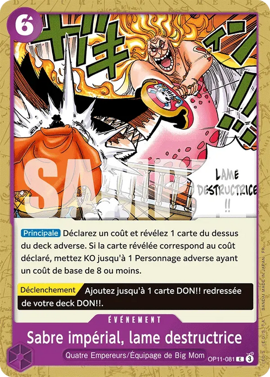 Carte One Piece Sabre impérial, lame destructrice - FR OP11-081 CO Des Poings Vifs Comme l'Éclair Neuf FR LorenZone