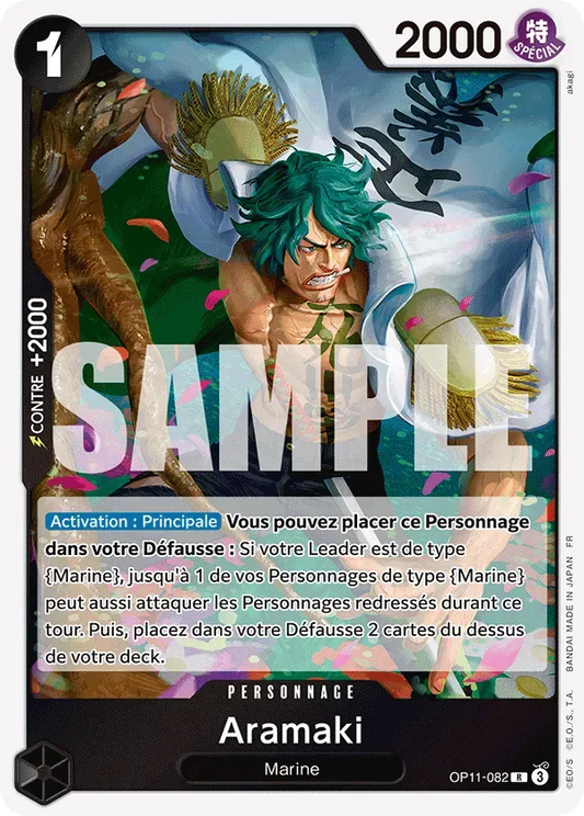 Carte One Piece Aramaki - FR OP11-082 R Des Poings Vifs Comme l'Éclair Neuf FR LorenZone