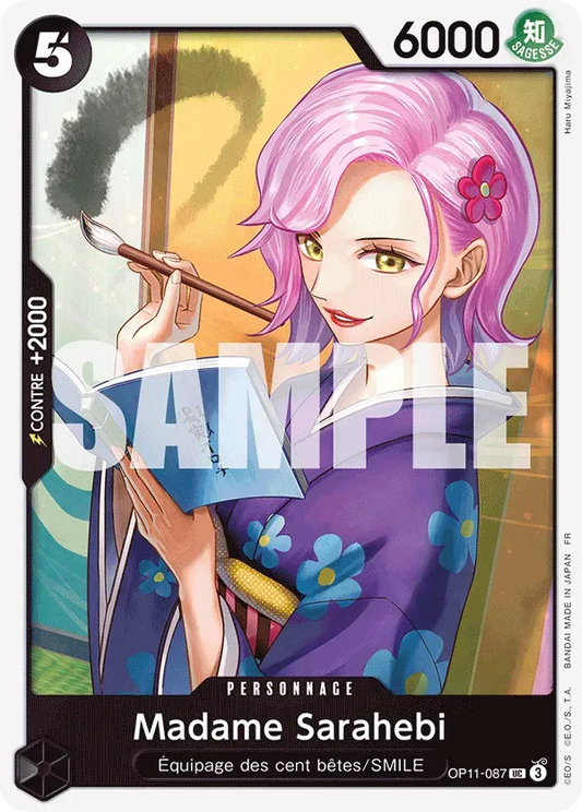 Carte One Piece Madame Sarahebi - FR OP11-087 UC Des Poings Vifs Comme l'Éclair Neuf FR LorenZone