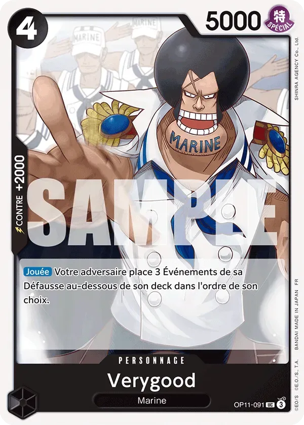 Carte One Piece Verygood - FR OP11-091 UC Des Poings Vifs Comme l'Éclair Neuf FR LorenZone