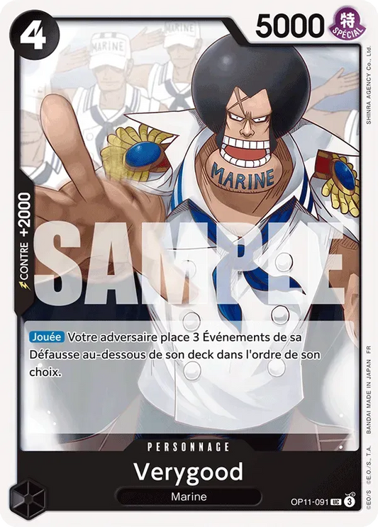 Carte One Piece Verygood - FR OP11-091 UC Des Poings Vifs Comme l'Éclair Neuf FR LorenZone