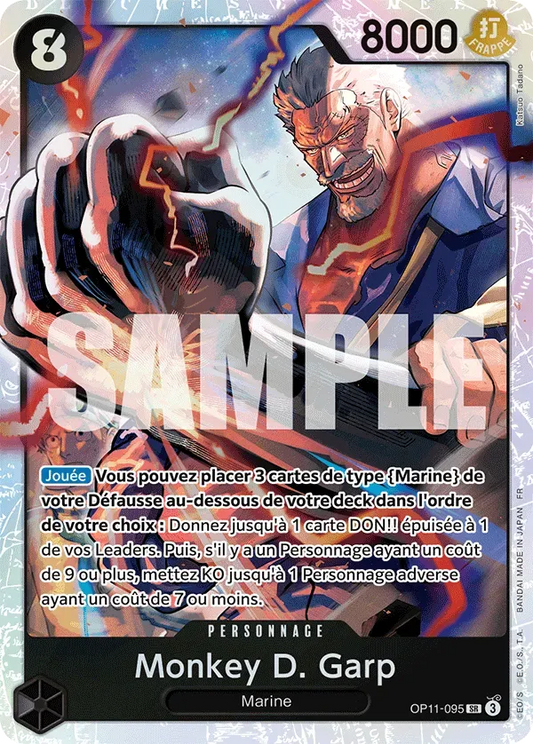 Carte One Piece Monkey D. Garp V1 - FR OP11-095 SR Des Poings Vifs Comme l'Éclair Neuf FR LorenZone