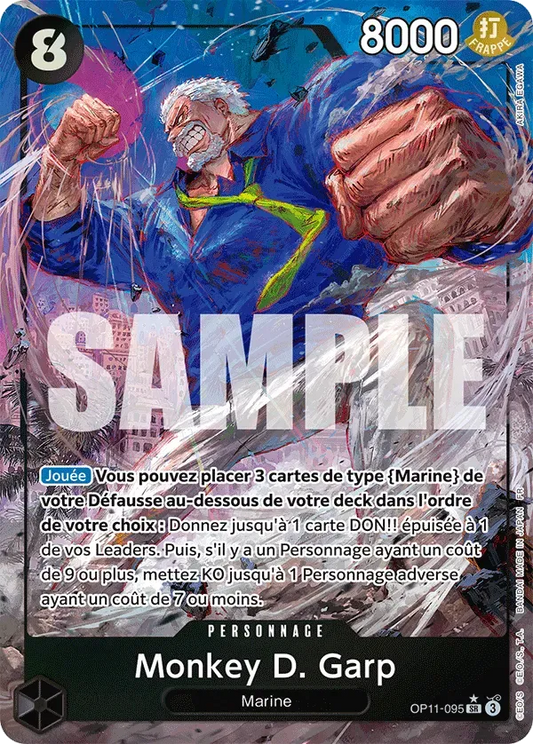 Carte One Piece Monkey D. Garp V2 - FR OP11-095 SR-P Des Poings Vifs Comme l'Éclair Neuf FR LorenZone