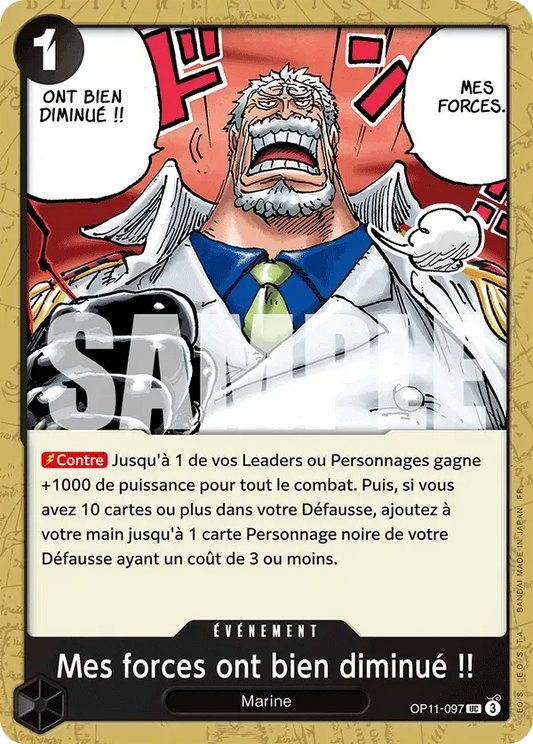 Carte One Piece Mes forces ont bien diminué !! - FR OP11-097 UC Des Poings Vifs Comme l'Éclair Neuf FR LorenZone