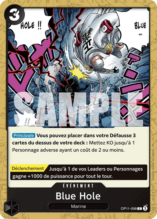 Carte One Piece Blue Hole - FR OP11-098 CO Des Poings Vifs Comme l'Éclair Neuf FR LorenZone