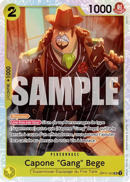 Carte One Piece Capone Gang Bege V1 - FR OP11-101 SR Des Poings Vifs Comme l'Éclair Neuf FR LorenZone
