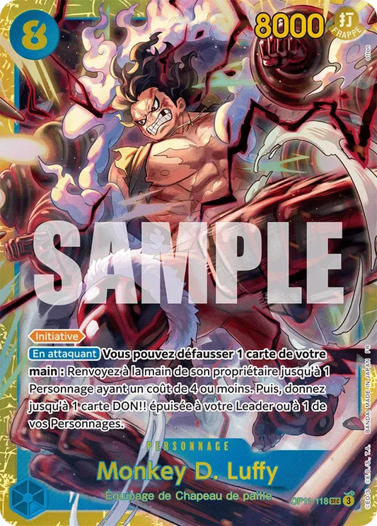 Carte One Piece Monkey D. Luffy V1 - FR OP11-118 SEC Des Poings Vifs Comme l'Éclair Neuf FR LorenZone