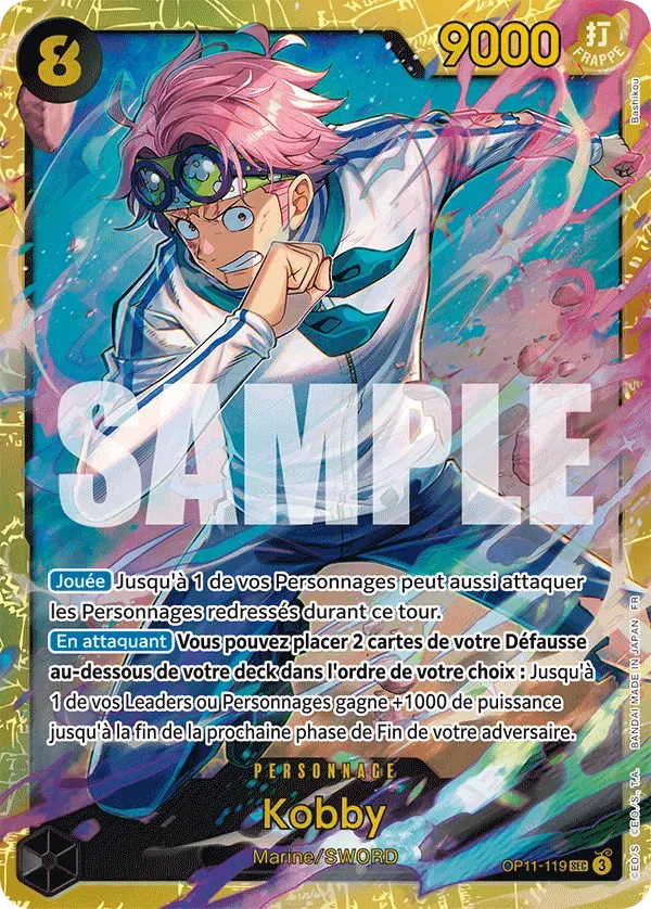 Carte One Piece Koby V1 - FR OP11-119 SEC Des Poings Vifs Comme l'Éclair Neuf FR LorenZone