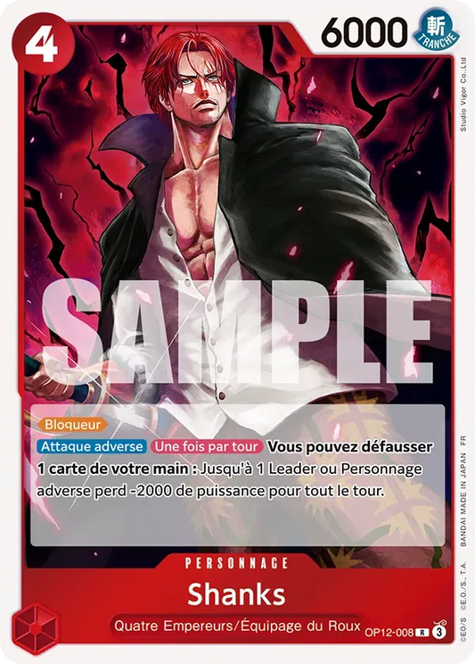 Carte One Piece Shanks V1 - FR OP12-008 R L'héritage du Maître Neuf FR LorenZone