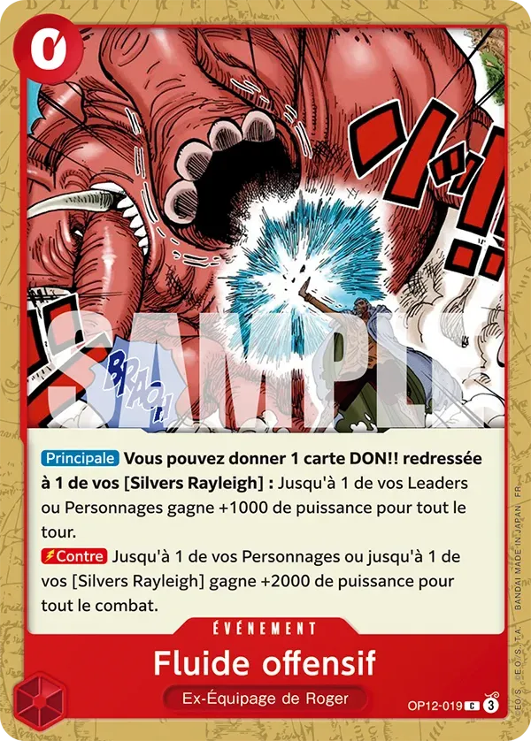 Carte One Piece Fluide offensif - FR OP12-019 CO L'héritage du Maître Neuf FR LorenZone