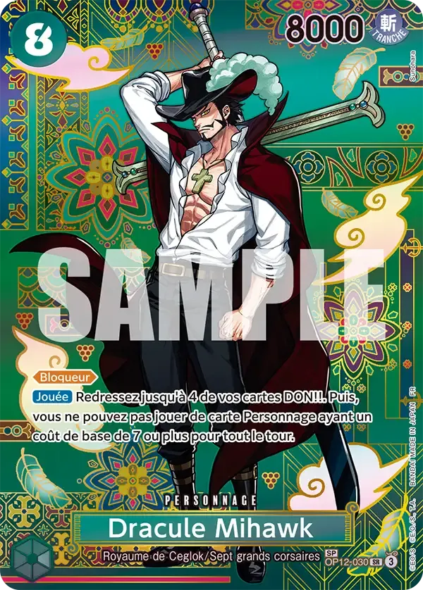 Carte One Piece Dracule Mihawk - FR OP12-030 SPE Les Sept de la mer d’Azur Neuf FR LorenZone