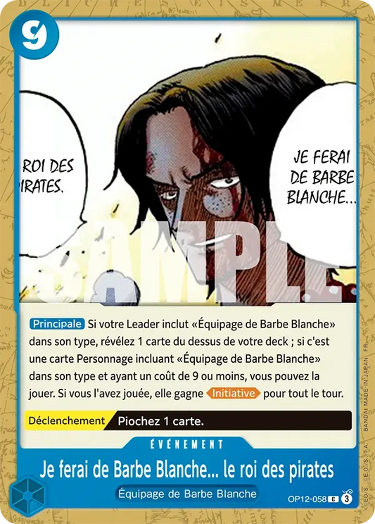 Carte One Piece Je ferai de Barbe Blanche... le roi des pirates - FR OP12-058 CO L'héritage du Maître Neuf FR LorenZone