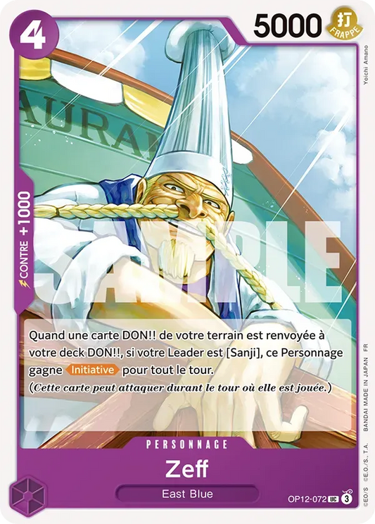 Carte One Piece Zeff - FR OP12-072 UC L'héritage du Maître Neuf FR LorenZone