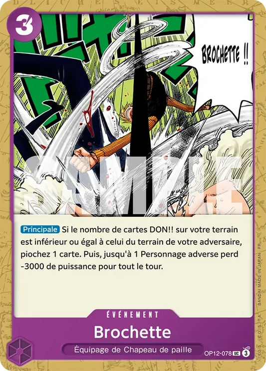 Carte One Piece Brochette - FR OP12-078 UC L'héritage du Maître Neuf FR LorenZone