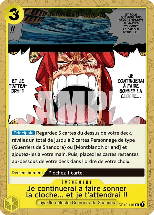 Carte One Piece Je continuerai à faire sonner la cloche... et je t'attendrai !! - FR OP12-116 CO L'héritage du Maître Neuf FR LorenZone