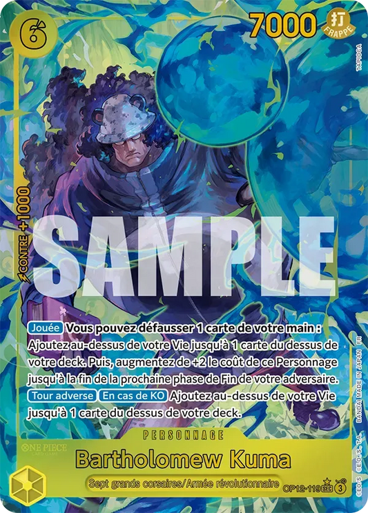 Carte One Piece Bartholomew Kuma V2 - FR OP12-119 SEC-P L'héritage du Maître Neuf FR LorenZone