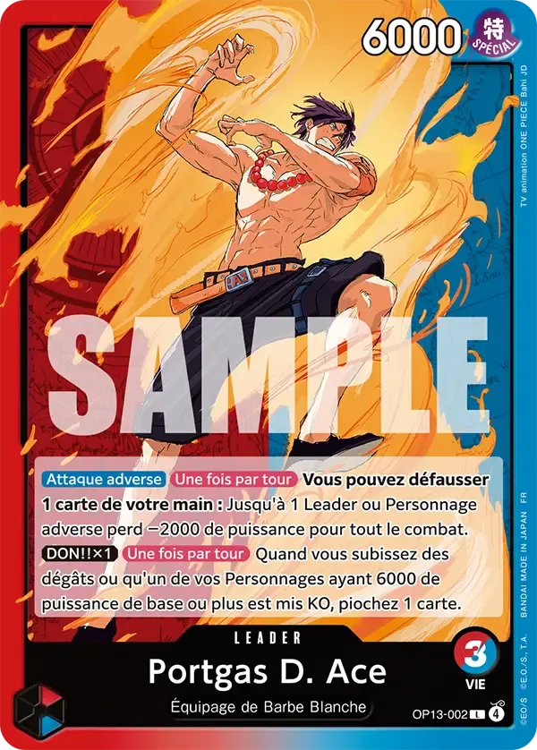 Carte One Piece Portgas D. Ace V2 - FR OP13-002 L-P Successeurs Neuf FR LorenZone