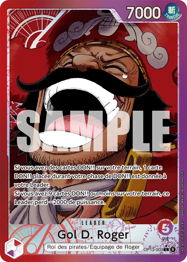 Carte One Piece Gol D. Roger V1 - FR OP13-003 L Successeurs Neuf FR LorenZone