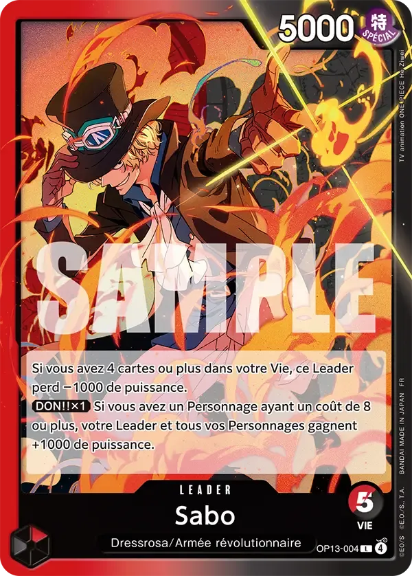 Carte One Piece Sabo V1 - FR OP13-004 L Successeurs Neuf FR LorenZone
