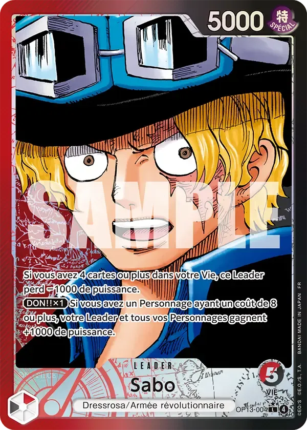 Carte One Piece Sabo V2 - FR OP13-004 L-P Successeurs Neuf FR LorenZone