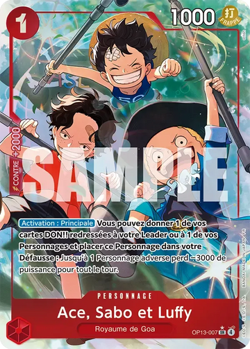 Carte One Piece Ace, Sabo et Luffy OP13-007 V2 - Successeurs