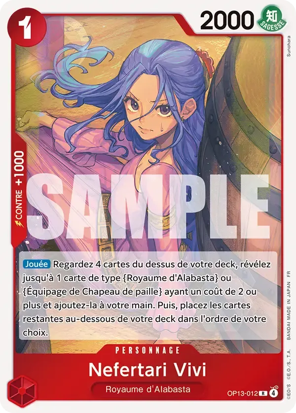 Carte One Piece Nefertari Vivi - FR OP13-012 R Successeurs Neuf FR LorenZone