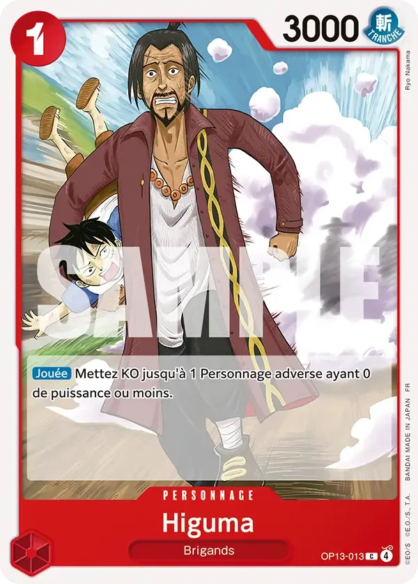 Carte One Piece Higuma - FR OP13-013 CO Successeurs Neuf FR LorenZone
