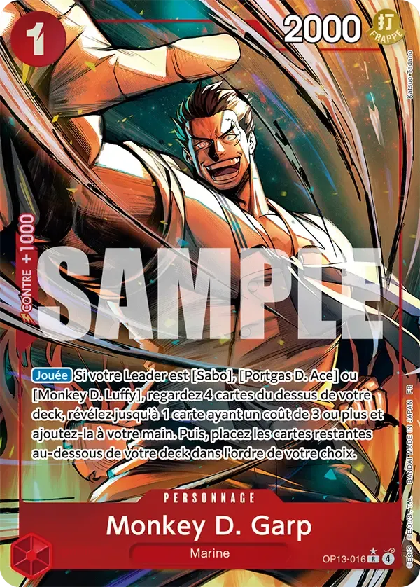 Carte One Piece Monkey D. Garp V2 - FR OP13-016 R-P Successeurs Neuf FR LorenZone