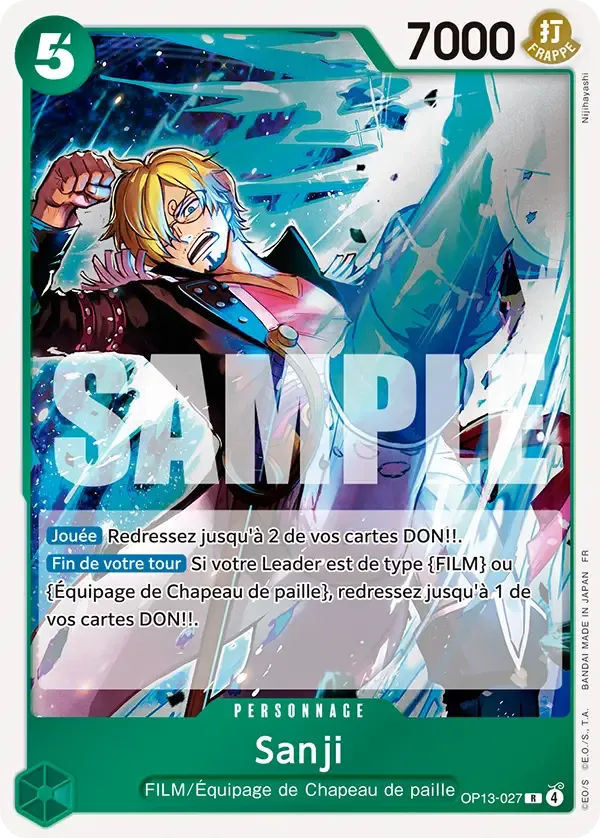 Carte One Piece Sanji V1 - FR OP13-027 R Successeurs Neuf FR LorenZone