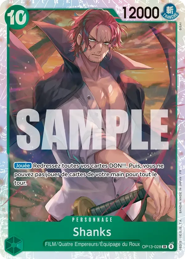 Carte One Piece Shanks V1 - FR OP13-028 SR Successeurs Neuf FR LorenZone