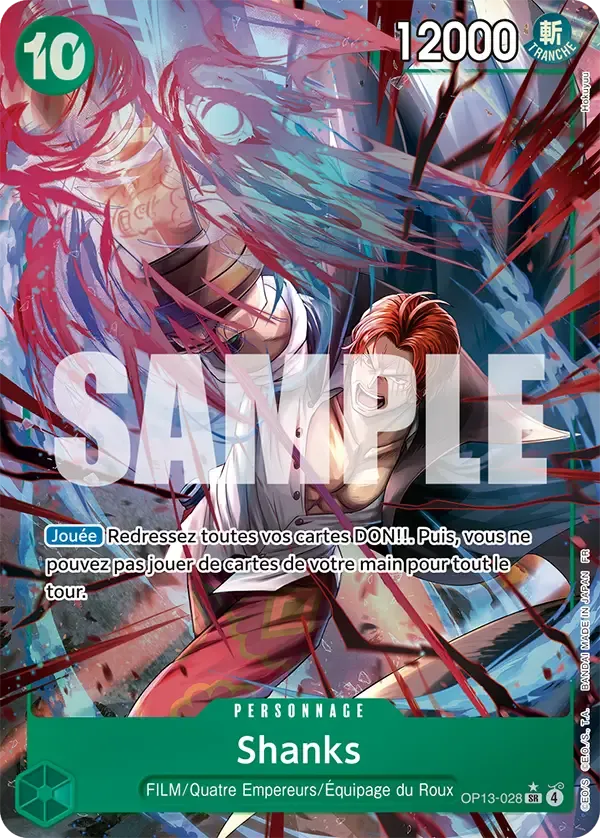 Carte One Piece Shanks V2 - FR OP13-028 SR-P Successeurs Neuf FR LorenZone