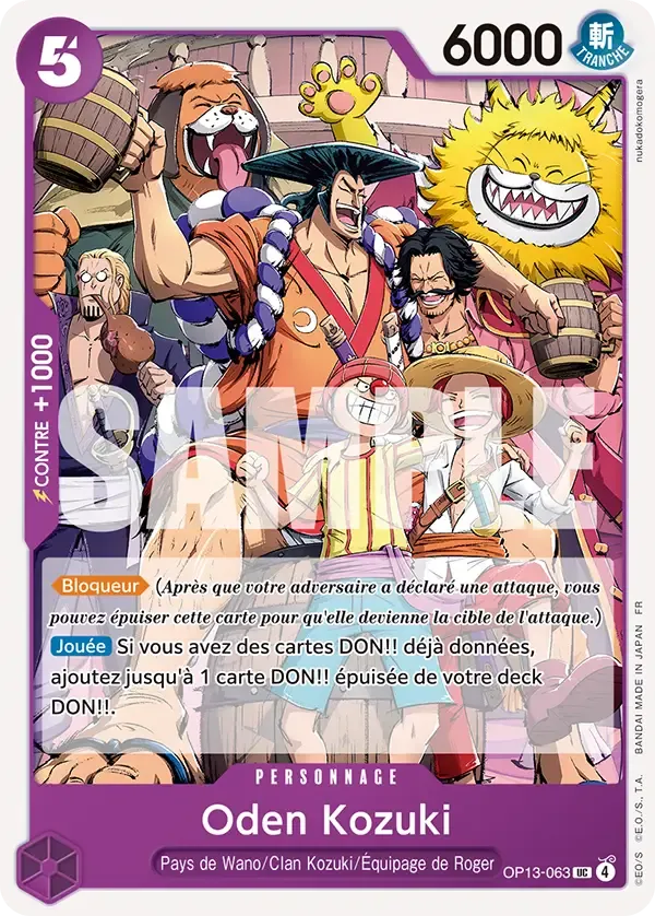 Carte One Piece Oden Kozuki - FR OP13-063 UC Successeurs Neuf FR LorenZone