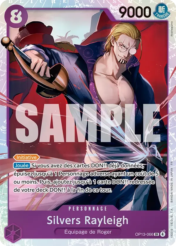 Carte One Piece Silvers Rayleigh V1 - FR OP13-066 SR Successeurs Neuf FR LorenZone