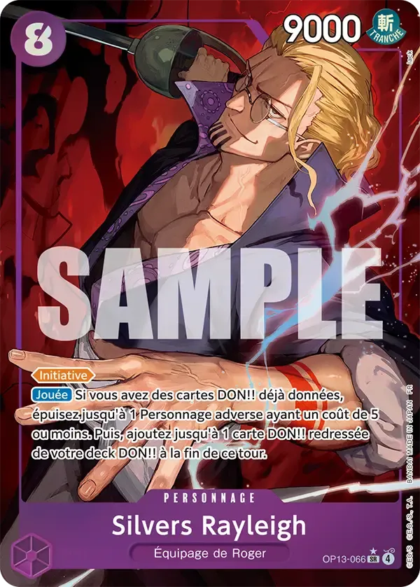 Carte One Piece Silvers Rayleigh V2 - FR OP13-066 SR-P Successeurs Neuf FR LorenZone