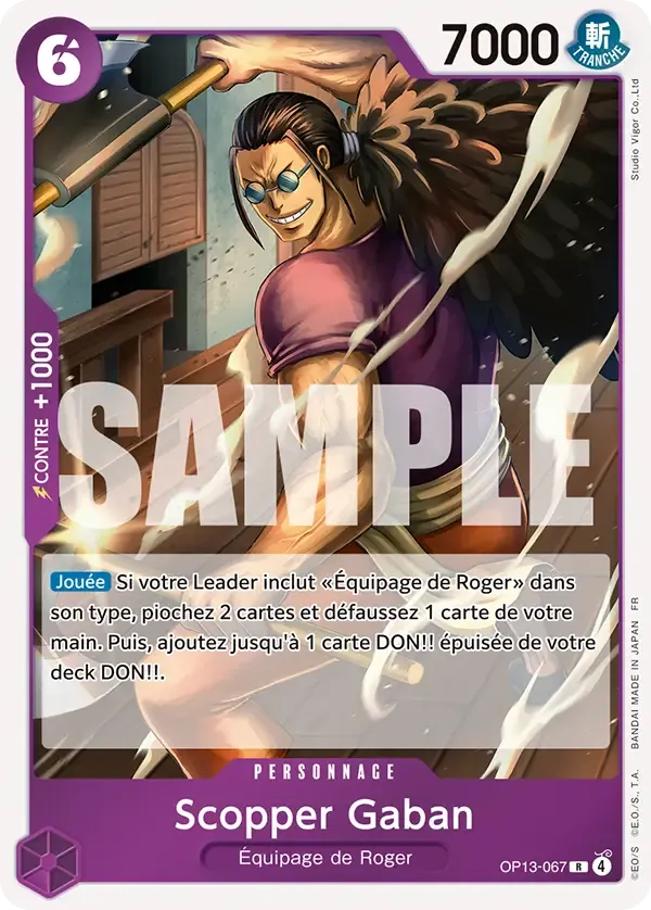 Carte One Piece Scopper Gaban - FR OP13-067 R Successeurs Neuf FR LorenZone
